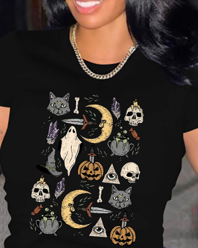 Halloween Graphic Print Short Sleeve T shirt