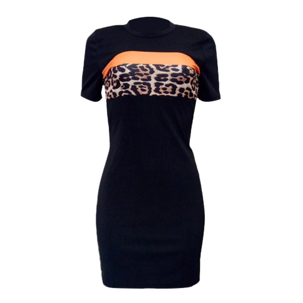 fashion splicing leopard print dress