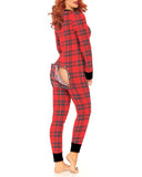 Plaid Functional Buttoned Flap Adults Pajamas