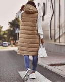 Sleeveless Pocket Button Design Hooded Gilet Puffer Jacket