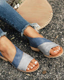 Open Toe Colorblock Insert Cutout Sandals
