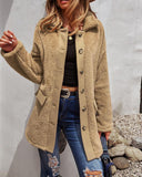 Long Sleeve Button Front Fuzzy Coat