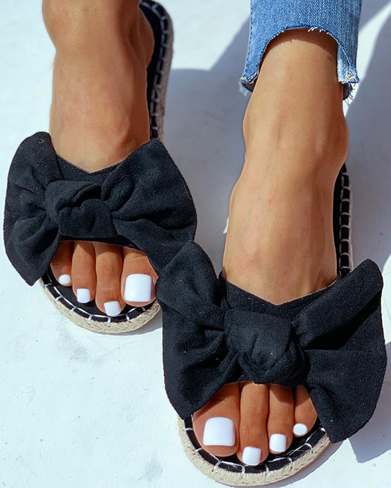 Suede Bowknot Design Sandals