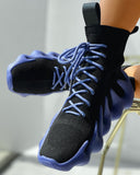 Knit Breathable Lace up Colorblock Sneaker