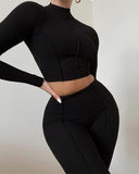 Long Sleeve Top & High Waist Skinny Pants Set