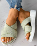 Cross Strap Open Toe Wedge Sandals