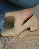 Square Toe Suede Hollow Out Design Chunky Loafers