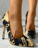 Baroque Scarf Print Satin Stiletto Heels