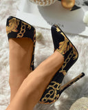 Baroque Scarf Print Satin Stiletto Heels