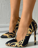 Baroque Scarf Print Satin Stiletto Heels