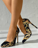 Baroque Scarf Print Satin Stiletto Heels