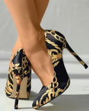 Baroque Scarf Print Satin Stiletto Heels