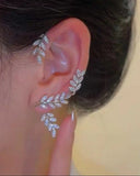 1PCS Leaf Shape Rhinestone Decor Earring