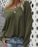 Casual V neck Long Sleeve Sweater