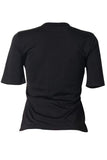 casual round neck letter printed black polyester t shirt 1