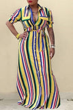 euramerican striped yellow floor length dress