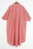 casual striped asymmetrical red blending blouses