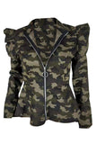 casual camouflage printed green jacket