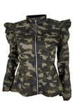 casual camouflage printed green jacket