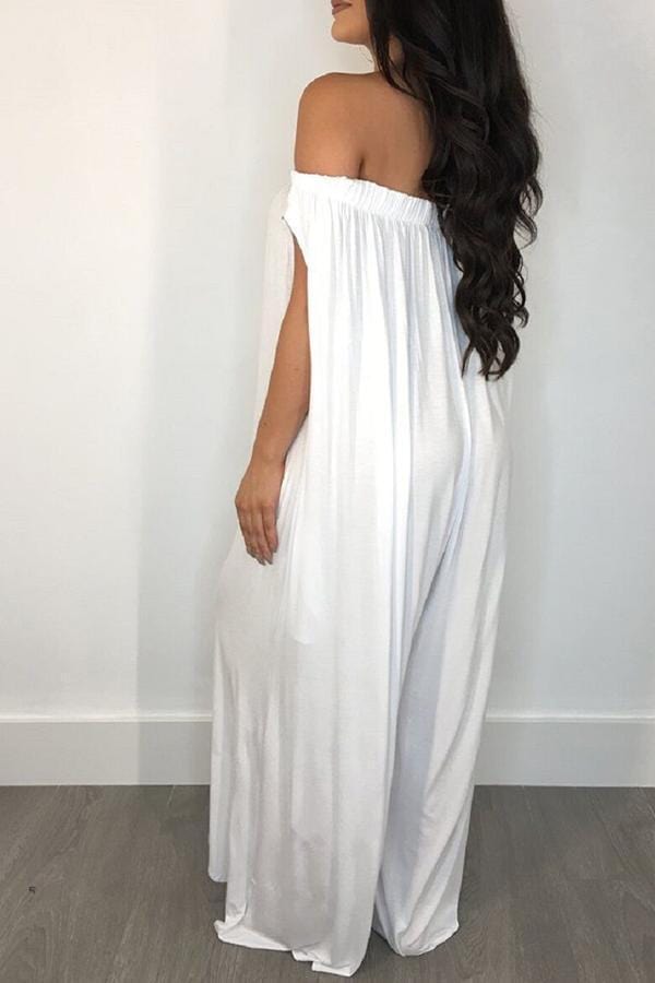casual loose white one piece jumpsuit