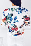 casual floral printed white lace jacket