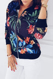 casual floral printed white lace jacket