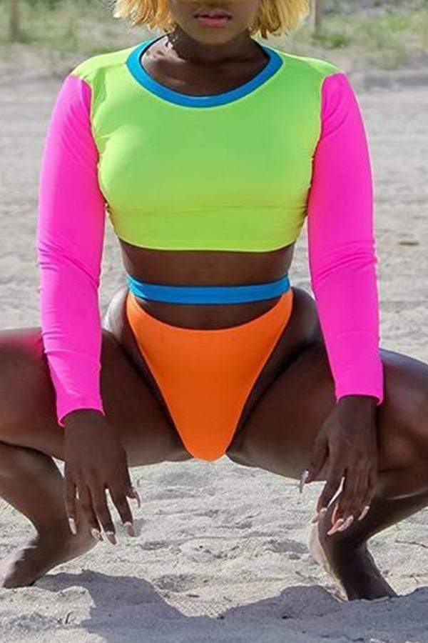 casual patchwork multicolor bikinis