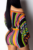 trendy striped multicolor two piece shorts set 1