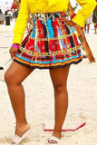 bohemian ruffle design multicolor mini skirts