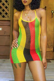 polyester striped halter coverups