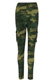 leisure camouflage printed army green pantswith elastic