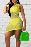 sexy one shoulder light green asymmetrical mini dress with underwear