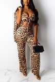 fashion trousers tube top leopard three pieces suit