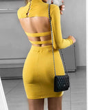 Solid Cut Out Back Bodycon Dress