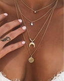 Fashion Tiered Moon Pendant Necklace