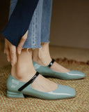 Square Toe Colorblock Chunky Mary Jane Shoes