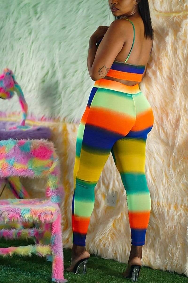 sexy striped sling top pants set
