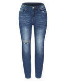 High Waist Ripped Pocket Design Jeans
