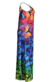 fashion rainbow butterfly printing sling dress