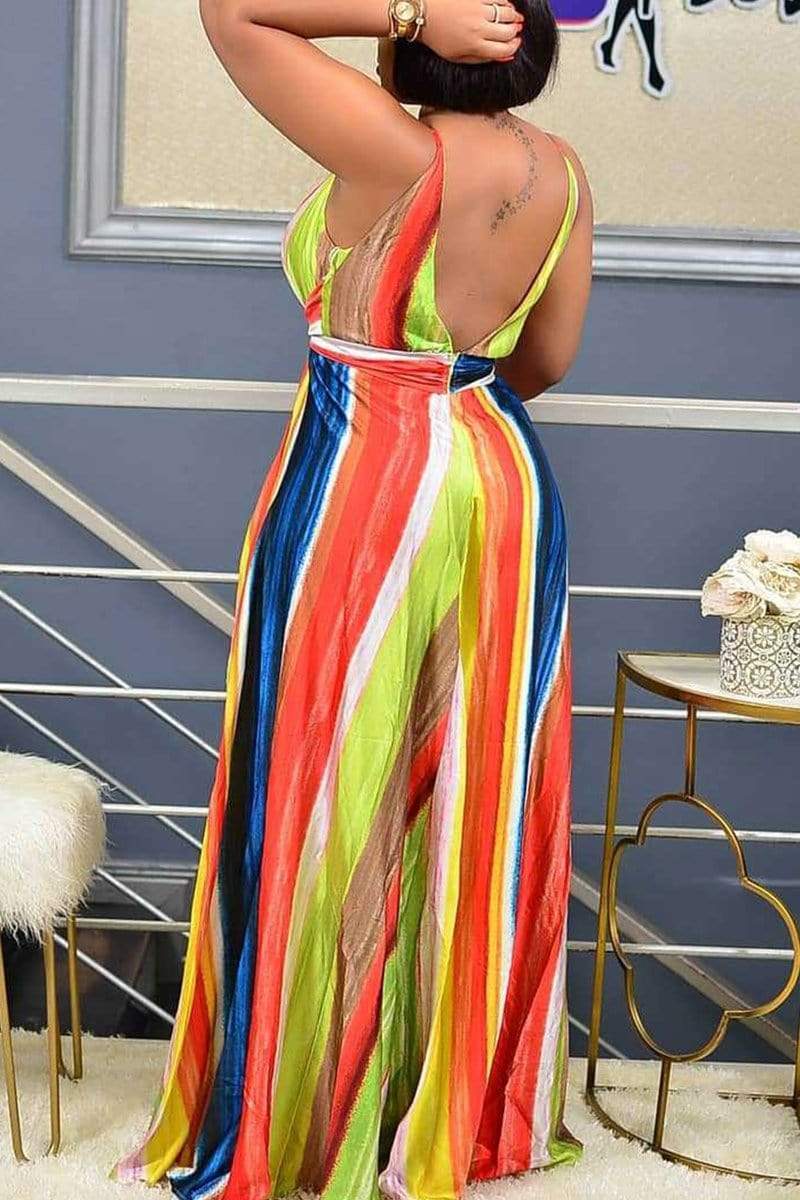 sexy striped printing sling dress