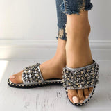 sequins shiny peep toe antiskid sandals