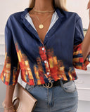 Button Up Graphic Print Casual Shirt
