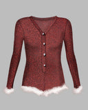 Feather Detail Long Sleeve Romper