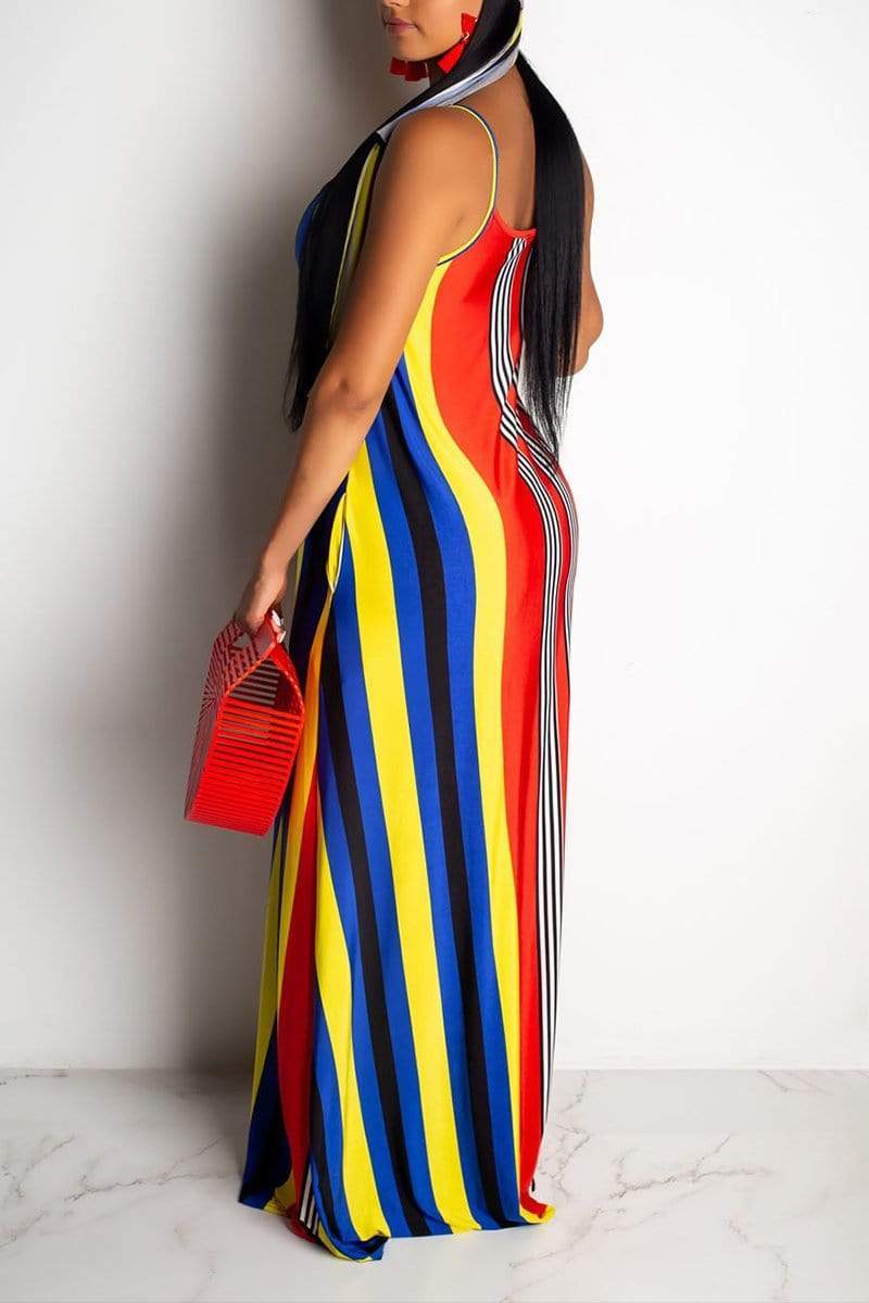fashion sexy striped printing loose dress