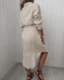 Button Design Short Sleeve Shirt Dress