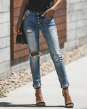 Cutout Ripped Pocket Design Jeans