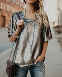 Shiny Sequins Casual T shirt