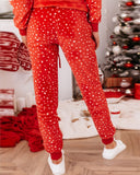 Christmas Embroidery Letter Bear Pattern Flannel Pajama Set