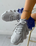 Colorblock Lace up Front Knit Sneaker