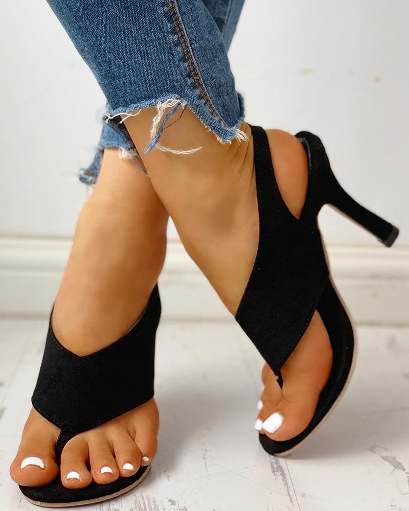 Toe Post Slingback Thin Heeled Sandals